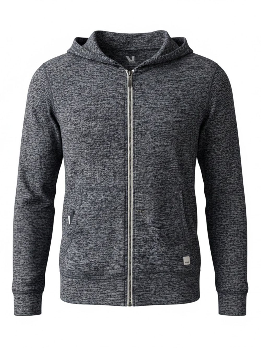 VUORI Charcoal Womans Full Zip Hoodie Jacket Gray Space Dye Performance